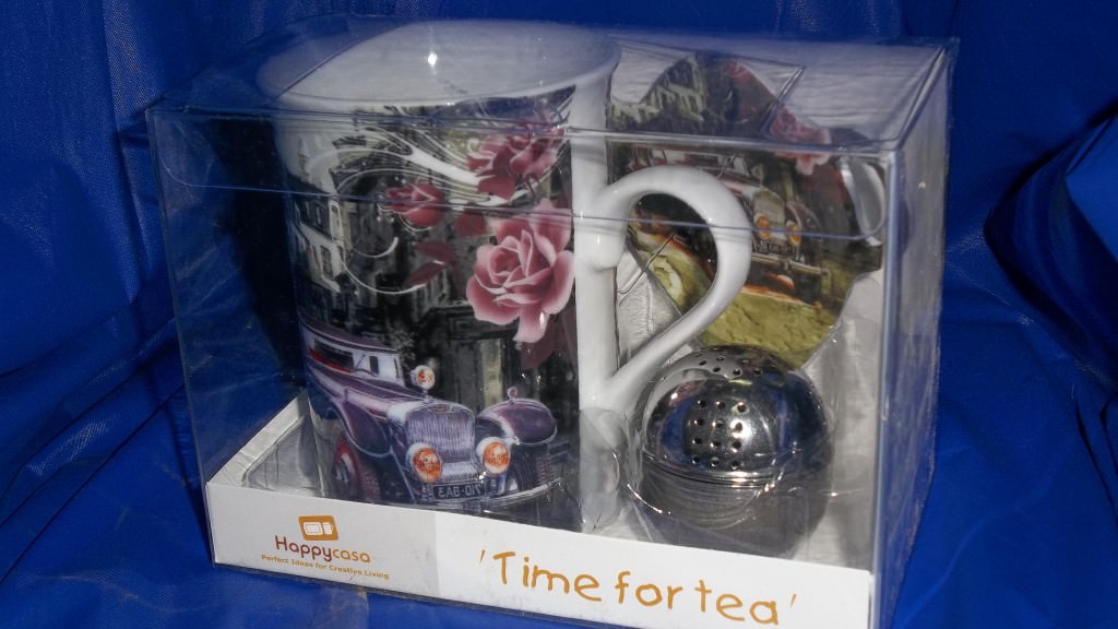 51-851  набор чайный с ситом  МАШИНА РЕТРО в розах