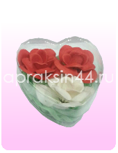 Подарочный набор Мыльные Лепестки 3 шт оптом, Раскрытая роза, упаковка в виде сердца.